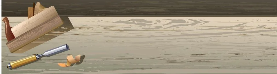 Craft table, carpentry workbench for the workshop. View from above. Vector il Stock Illustration