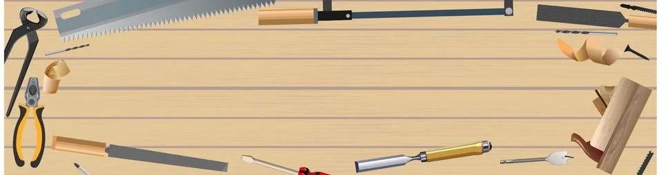 Craft table, carpentry workbench for the workshop. View from above. Vector il Stock Illustration