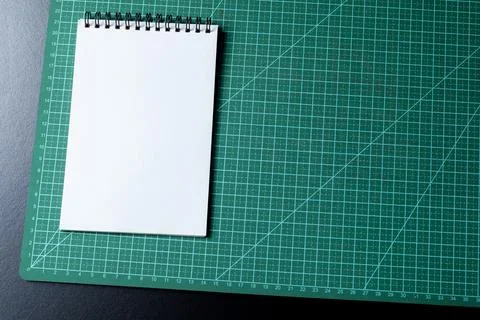 Craft table with clipboard, note sticker pen, pencil, paper scissors and card Stock Photos