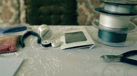 Craft tools pan Stock Footage 67986801