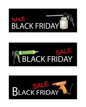 Craft Tools on Three Black Friday Sale Banners Stock Illustration