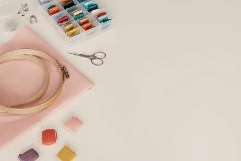 Craft tools on white table Stock Photos