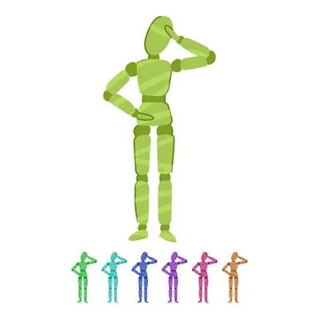 Craft wood man model vector cartoon graphic Stock Illustration