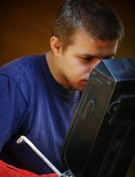 Craft worker working at workshop Foto stock