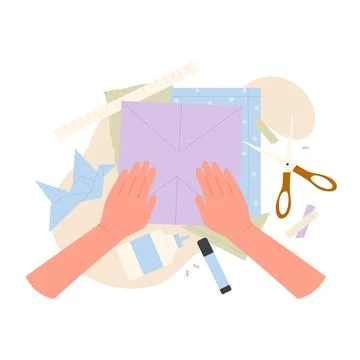 Craft workshop with paper Stock Illustration
