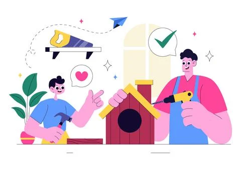 Craft Workshop Vector Illustration Featuring a DIY Class with Artist Hands .. Stock Illustration