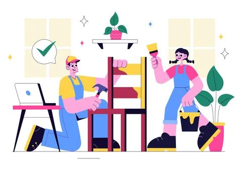 Craft Workshop Vector Illustration Featuring a DIY Class with Artist Hands .. Stock Illustration