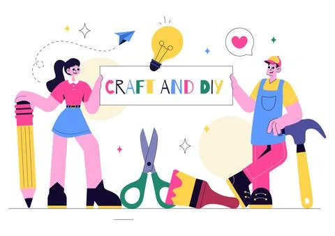 Craft Workshop Vector Illustration Featuring a DIY Class with Artist Hands .. Stock Illustration