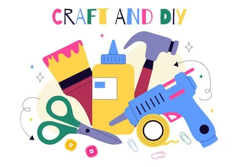 Craft Workshop Vector Illustration Featuring a DIY Class with Artist Hands .. Stock Illustration