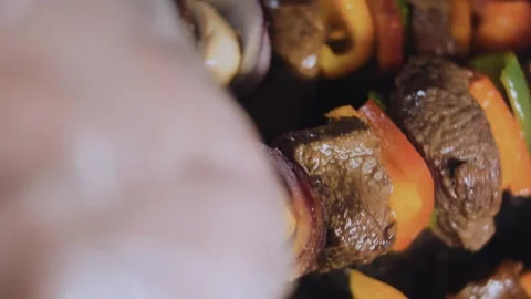 Crafted chef-style preparation: showing browned beef with colorful vegetables Video stock 342182108