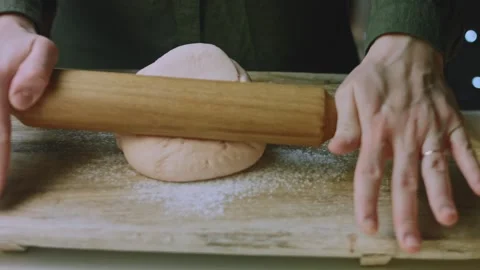 Crafted intimate arrangement of tall cake prepared for fondant Stock Footage 342140491