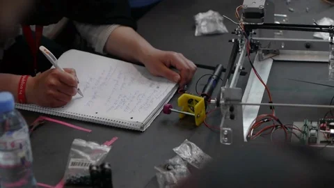 Crafting a 3D printer at maker space workshop Stock Footage 72317524