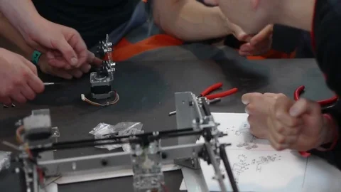 Crafting a 3D printer at maker space workshop Stock-Footage 72319314