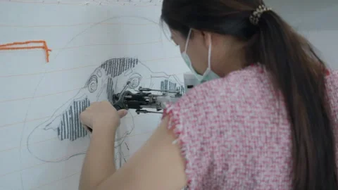 Crafting Art with Needle and Thread Stock Footage 329374938