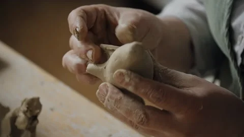 Crafting a clay whistle Stock Footage 218603706