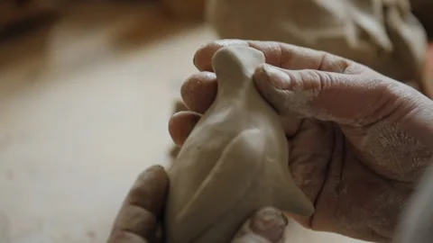 Crafting a clay whistle Video stock 218604165