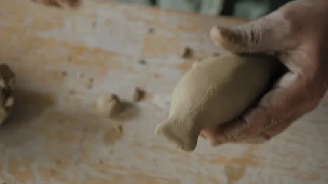 Crafting a clay whistle Video stock 218604777