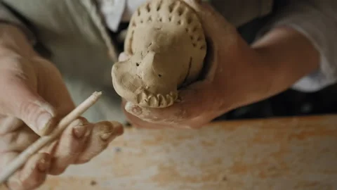 Crafting a clay whistle Stock Footage 218604845