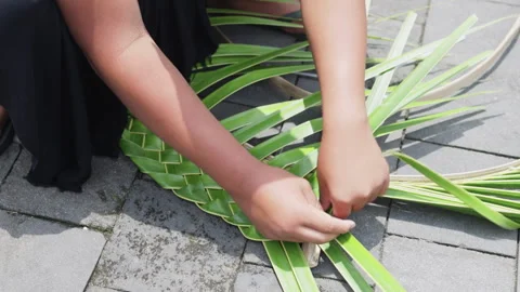 Crafting: create stunning palm leaf wreath. Stock Footage 275230016