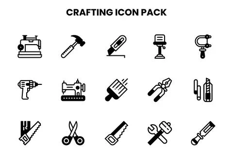 Crafting DuoTone Graphics Icons Pack Stock Illustration