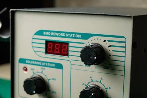 Crafting electronics with precision at the SMD rework station Stock Photos