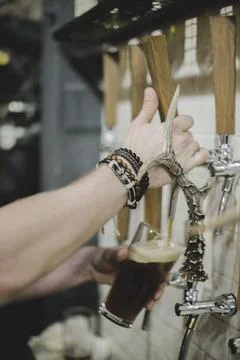 Crafting Experience in a Rustic Brewery Stock Photos