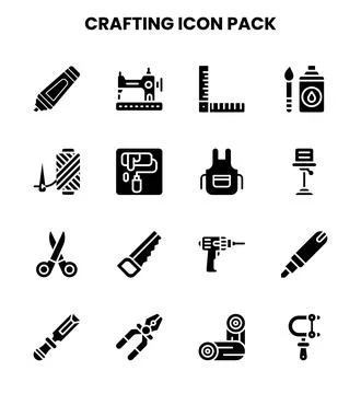 Crafting Glyph Graphics Icons Pack Stock Illustration