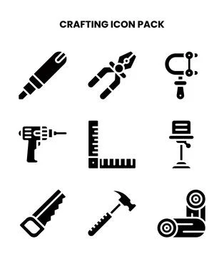 Crafting Glyph Graphics Icons Pack Stock Illustration