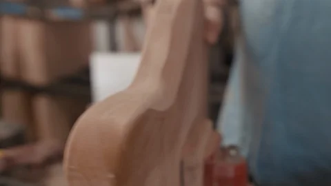 Crafting A Guitar Stock Footage 126922971