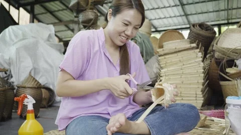 Crafting Handmade Baskets with Skill and Precision Stock Footage 327973750
