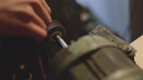 Crafting leather on a vintage machine Stock-Footage 61033849