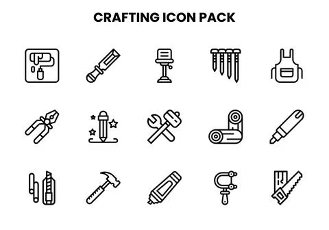 Crafting Line Scalable Icons Pack Stock Illustration