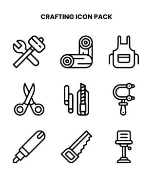 Crafting Line Vector Icons Pack Stock Illustration