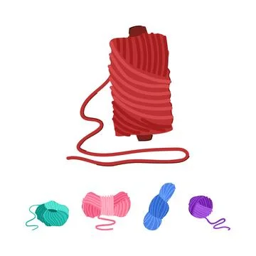 Crafting materials presenting colorful yarn thread balls and spool Stock Illustration