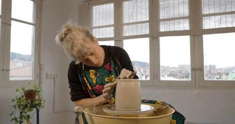 Crafting Moment: A focused artisan. Stock Footage 329299666