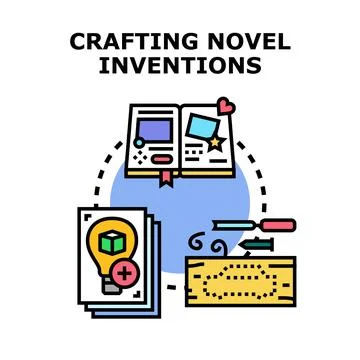 Crafting novel inventions concept vector icon displaying process Stock Illustration