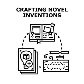 Crafting novel inventions concept vector icon displaying process Stock Illustration