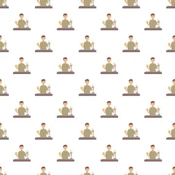 Crafting pottery objects on a ceramics wheel seamless pattern Stock Illustration