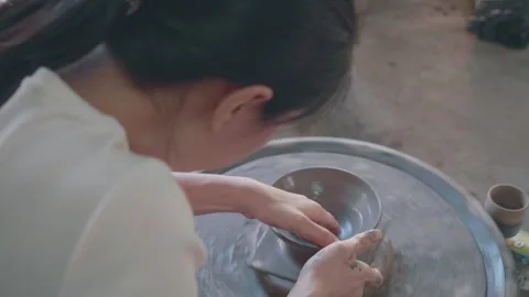 Crafting Pottery on a Wheel Stock Footage 319414857