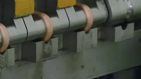 Crafting Precision Copper Tubes for Industrial Air Conditioners in Slow Motion Stock Footage 341068074