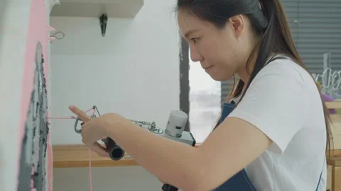 Crafting with Precision: A Creative Workshop Experience Stock Footage 335588177