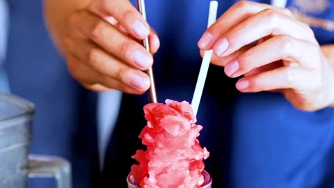 Crafting a Refreshing Watermelon Ice Drink Stock Footage 307892911