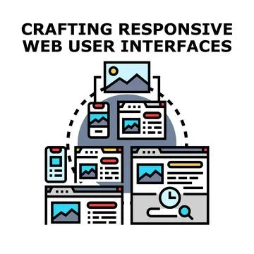 Crafting responsive web user interfaces design solution 库存插图