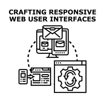 Crafting responsive web user interfaces development Stock Illustration