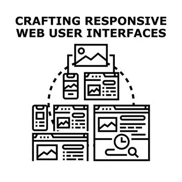 Crafting responsive web user interfaces design solution Stock Illustration