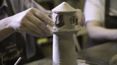 Crafting a stunning and impressive Tower Artistic Clay Work in Progress, alive Stock Photos