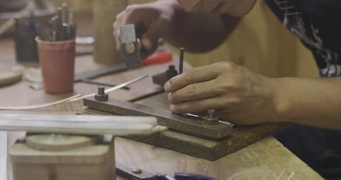 Crafting on table Stock Footage 141362610