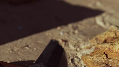 Crafting tools and materials on a work surface during a sunny afternoon Stock Footage 340211951