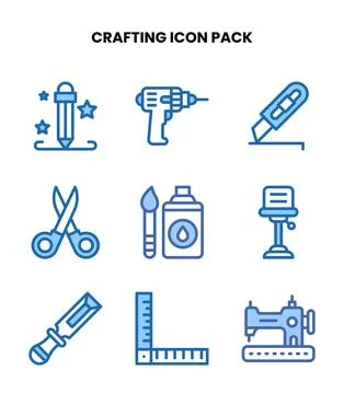 Crafting Two Colour Bundle Icons Pack Stock Illustration