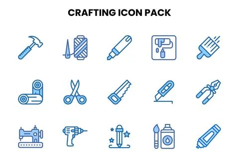 Crafting Two Colour Icons Pack Stock Illustration